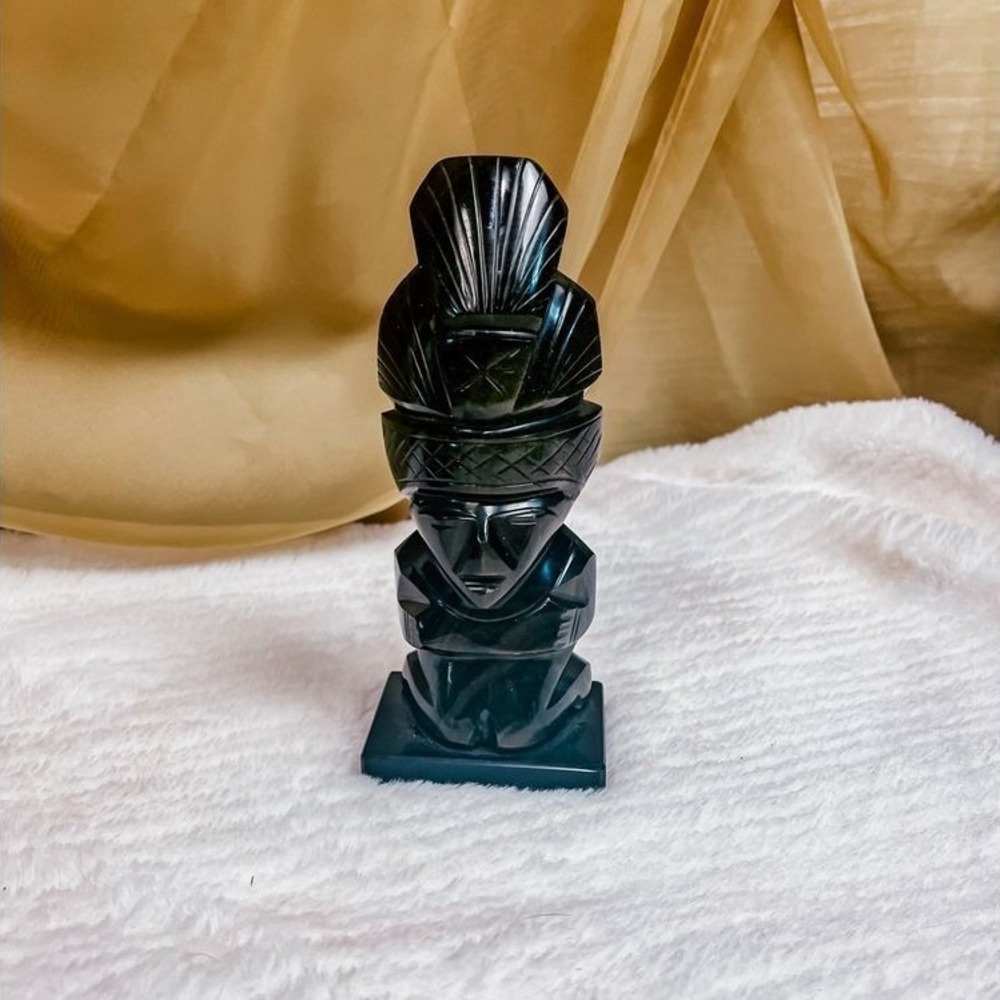 Black Obsidian Aztec Figure Statue‎